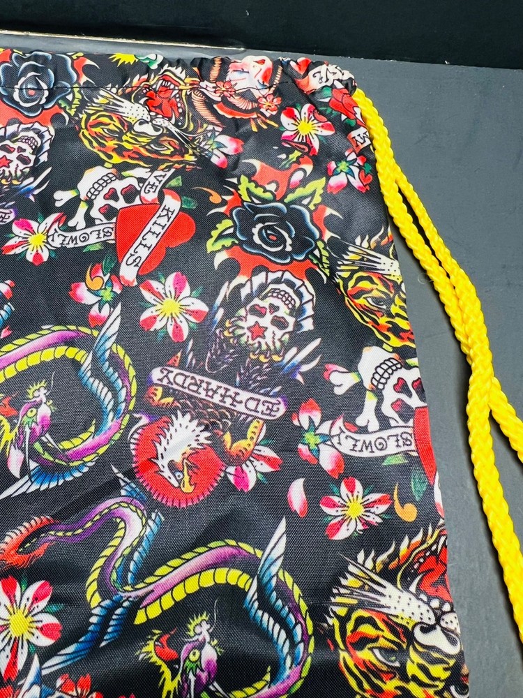 ed hardy nylon drawstring backpack love kills slowly