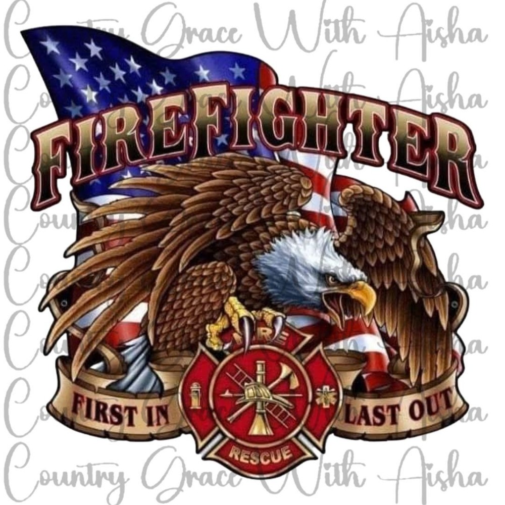 Sublimation Print Firefighter Eagle Ready To Press Sublimation Transfer