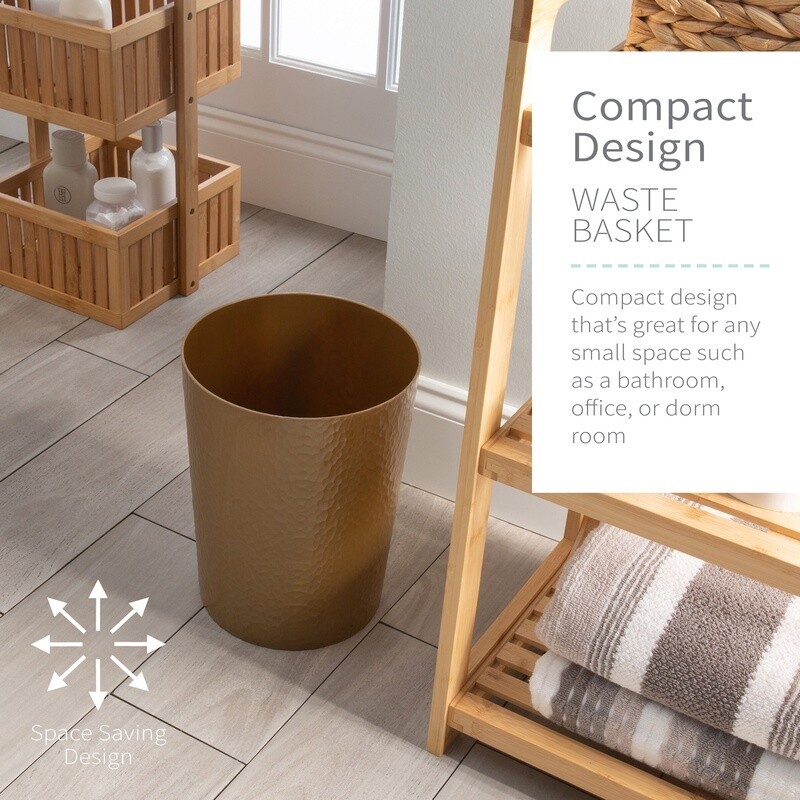 Compact Hammered Plastic Trash Can Set 4 Pack Wastebasket Bathroom Office Dorm