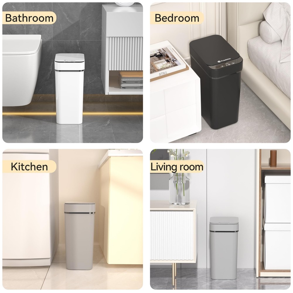 3 Pack Bathroom Trash Can 2.6 Gallon Small Touchless Automatic Motion Sensor ...