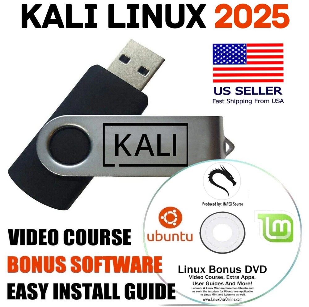 Kali Linux 2025 64-bit Live Install Bootable USB Penetration Network Testing NEW