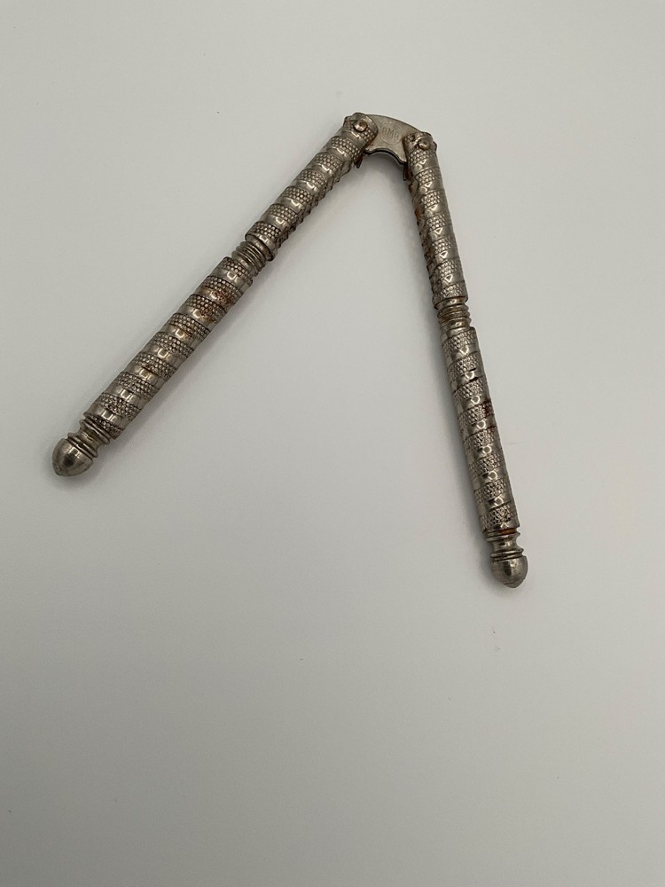 Vintage HMQ 5" Silver Toned Metal Shell Nut Cracker Tool