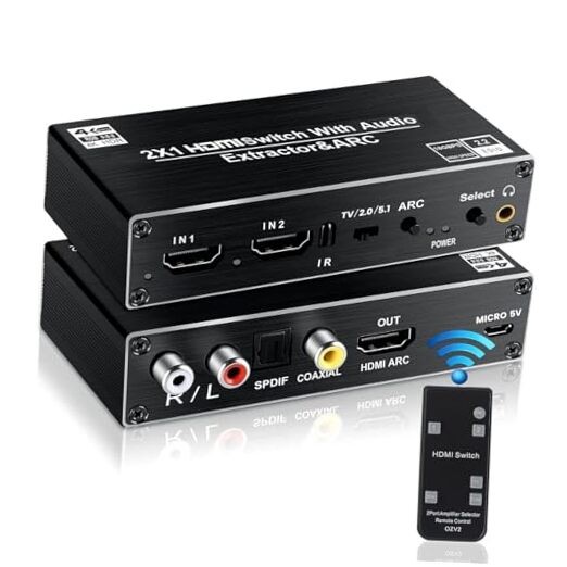 HDMI Switch Audio Extractor, HDMI Switch Splitter 2 HDMI Audio Extractor 4K