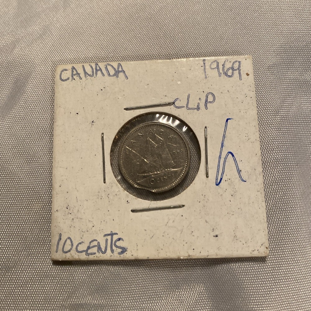 1969 CANADA Coin 10 cent Clip Error