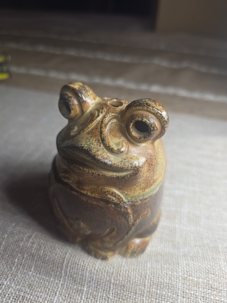 Vintage MCM 5 Hole 2 Piece Frog/Toad Pottery Incense Burner