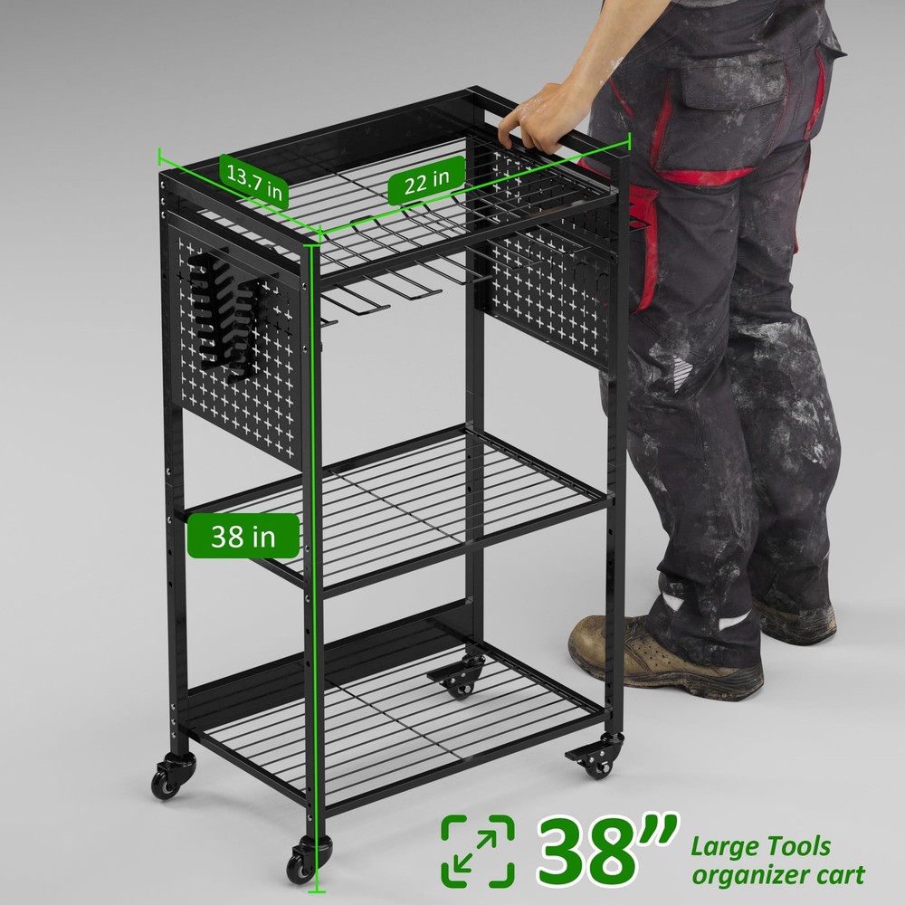 VDEVY Power Tool Organizer Cart, Rolling Tool Drills Holders Storage Rack on ...