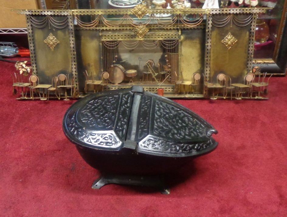 Antique Ornate Cast Iron Coal Scuttle
