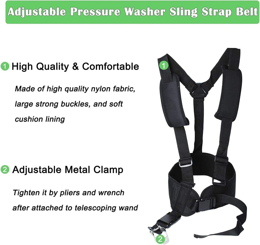 Pressure Washer Sling Strap Belt - Adjustable Telescoping Wand Support Harness -