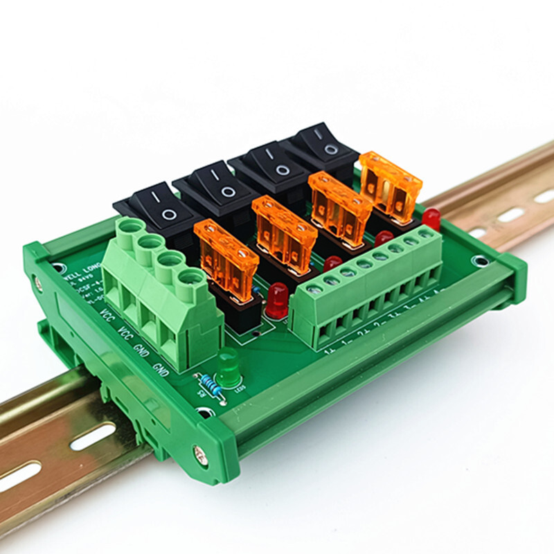 DIN Rail Mount 4 Position Switch Power Distribution Module Fuse Splitter Board