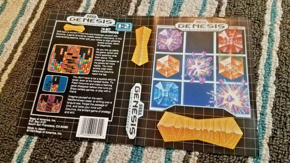 BOX ART ONLY Columns Original Sega Genesis Case Sleeve
