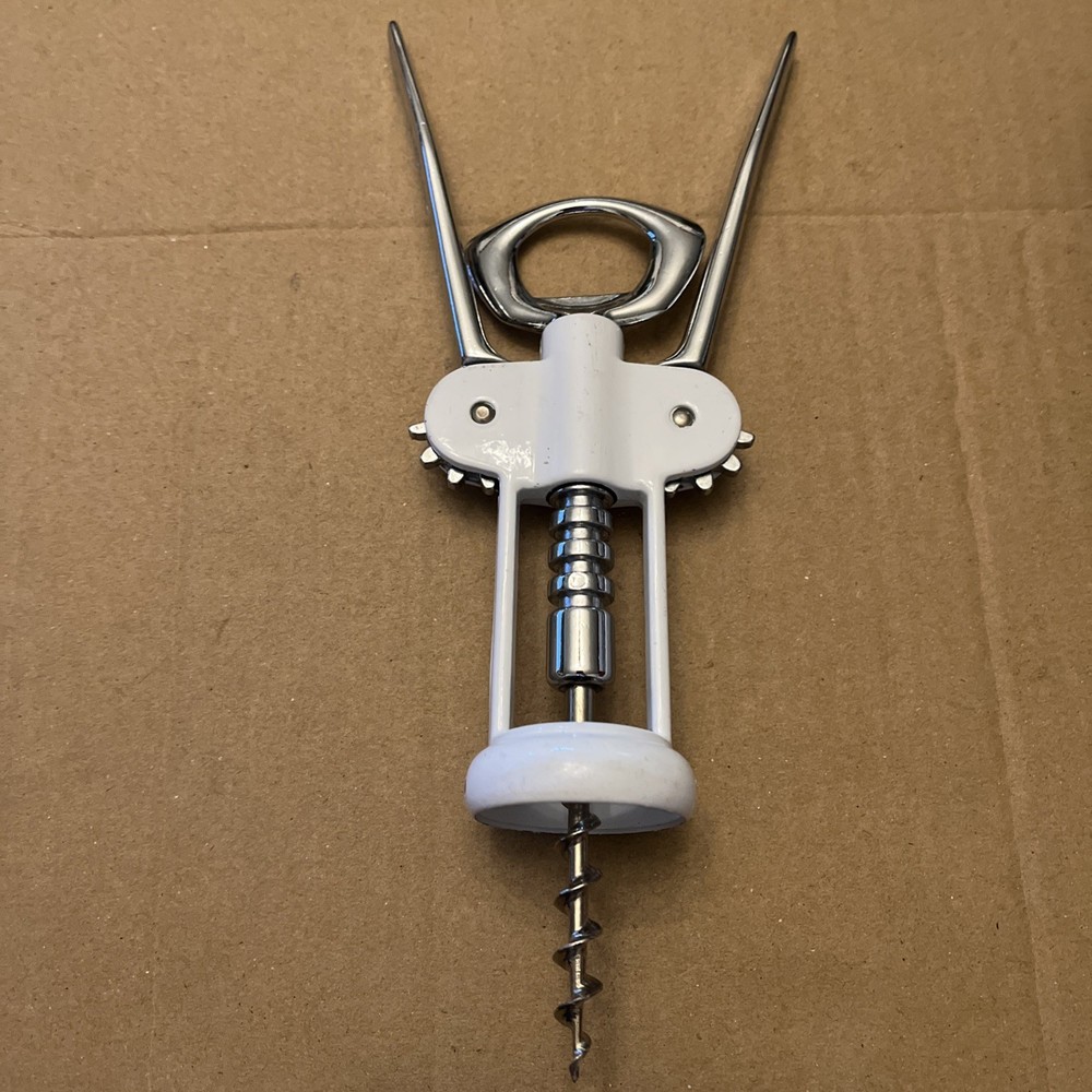 Winged Wine Cork Screw Bottle Opener-Unbranded-White