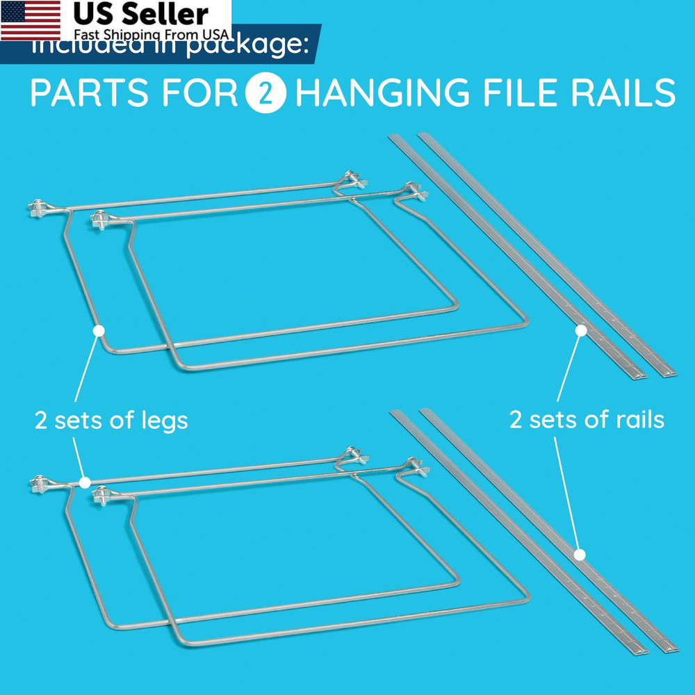 Blue Summit Hanging File Bars For Cabinet, Letter Size,