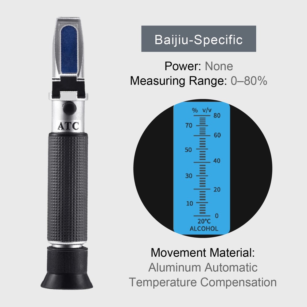 Refractometer Analyzer Alcohol 0-80% ATC Handheld Portable Spirits Wine Tester