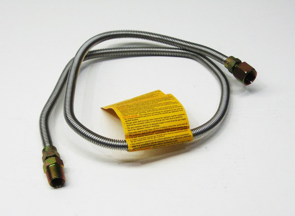 Stainless Steel Gas Connector 48" 4' for Water Heaters Wall Heaters Gas Logs