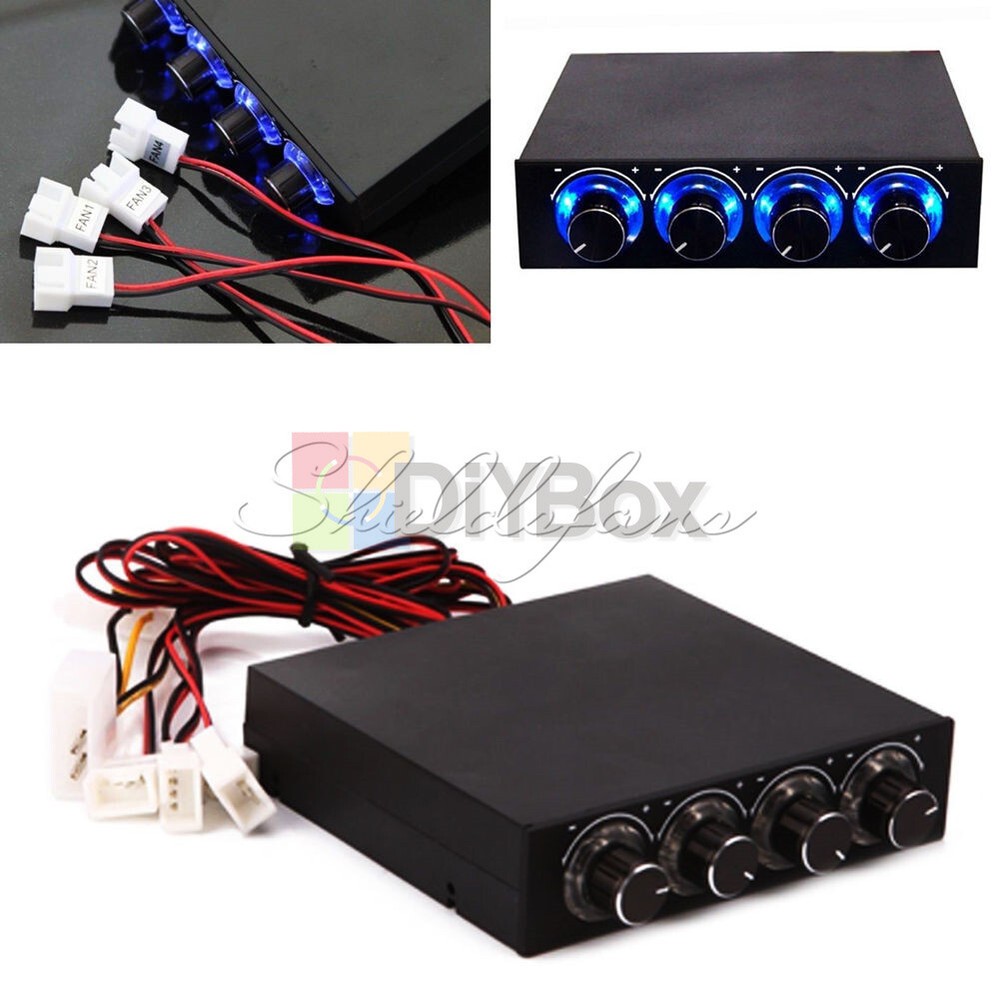 3.5" PC HDD CPU 4 CH Four Channel Fan Speed Controller Led Cooling Front Panel