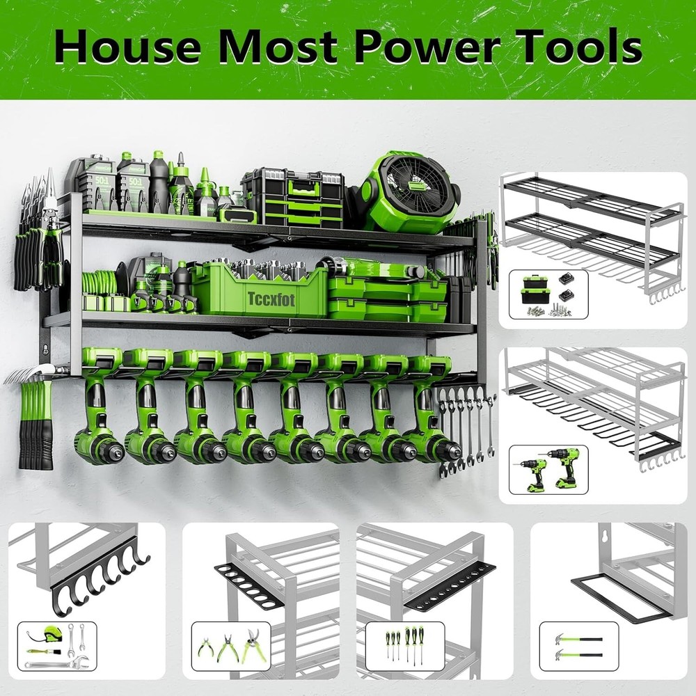 Heavy Duty Power Tool Organizer Drill Holder Wall Mount Storage Rack Tool Shelf