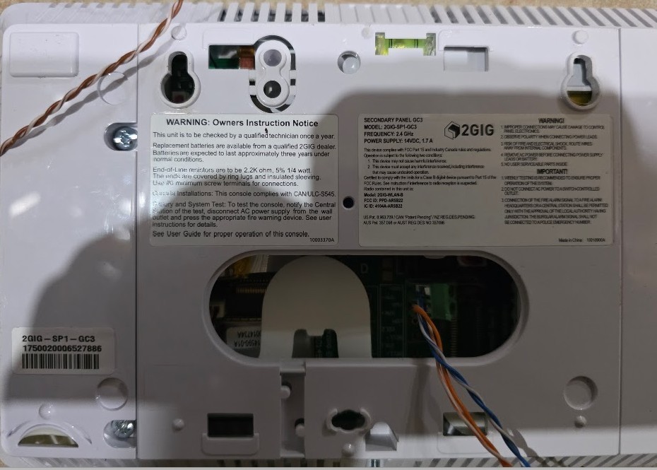 2GIG SP1 GC3 7" Touch Screen Security and Control Panel - White