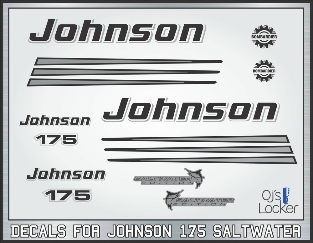 Johnson 175HP Saltwater Outboard Engine Replacement Die-Cut Stickers