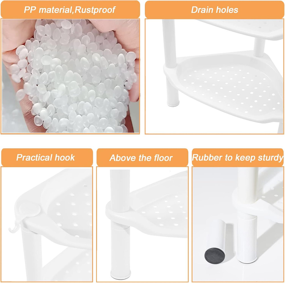 4 Tier Corner Shower Caddy, Rustproof, Plastic Shower Organizer for Bathroom,...