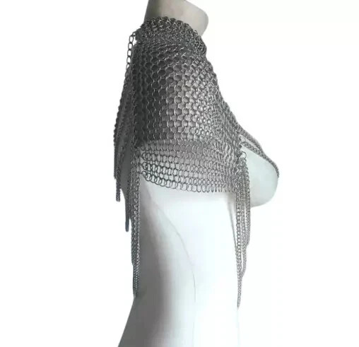 Medieval Chainmail Collar Shoulder Armor Adjustable Chainmail Aluminium Butted
