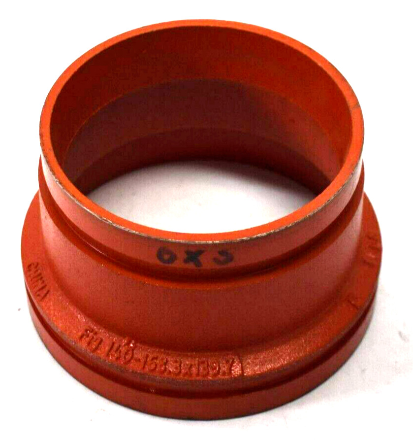 GemLock Grooved Concentric Reducer Coupling 4" x 3" Fitting 140 Red Cast Iron