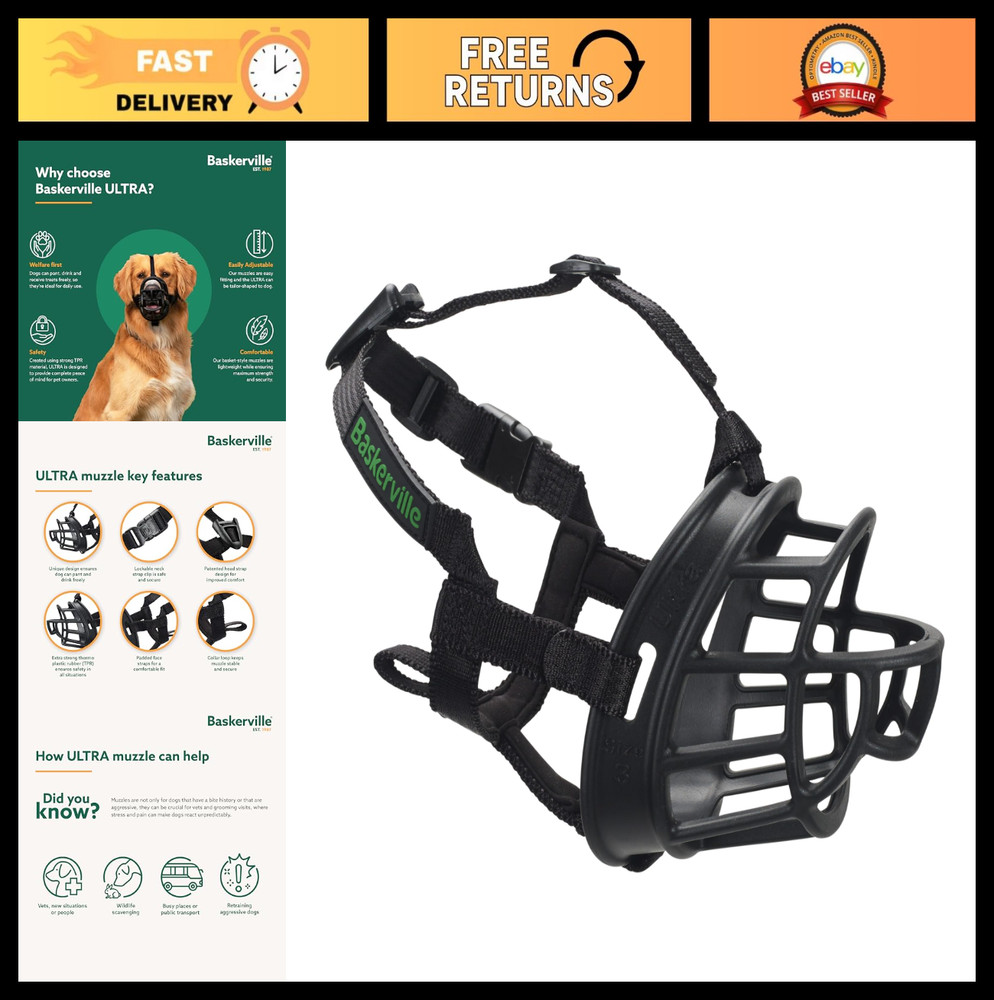 Humane Adjustable Dog Muzzle - Breathable, Padded, Prevents Biting & Scavenging,