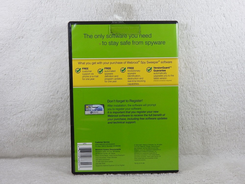 Webroot Software, Spy Sweeper, 2007 CD, for Windows Vista, XP, 2000 👀* ........