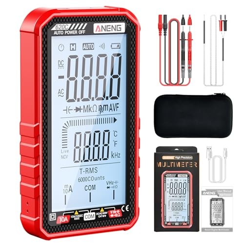 Digital Multimeter Tester, Smart Multimeter with Auto Ranging Digital 620C Red
