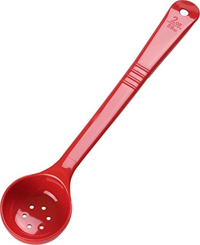 CFS 396105 Perforated Long Handle Portion Control Spoon, 2 oz, Red