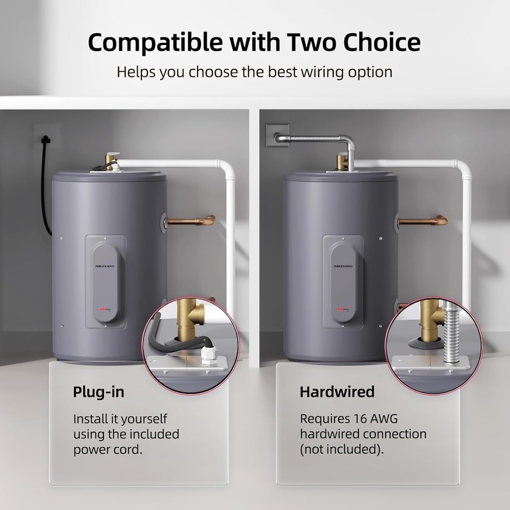 Electric Mini Tank Water Heater 10 Gal for household & RV Compact Storage Tank