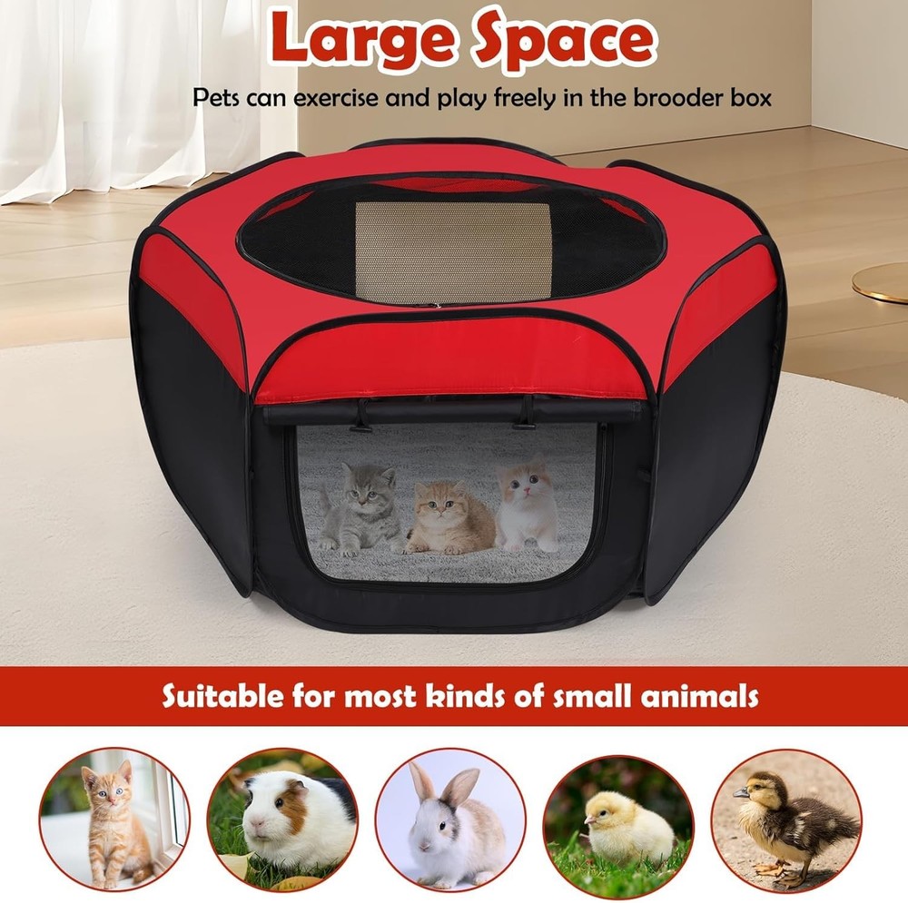 Chicken Brooder Box Double Door Playpen, Baby Chick Duck Quail Starter Kit, 1...