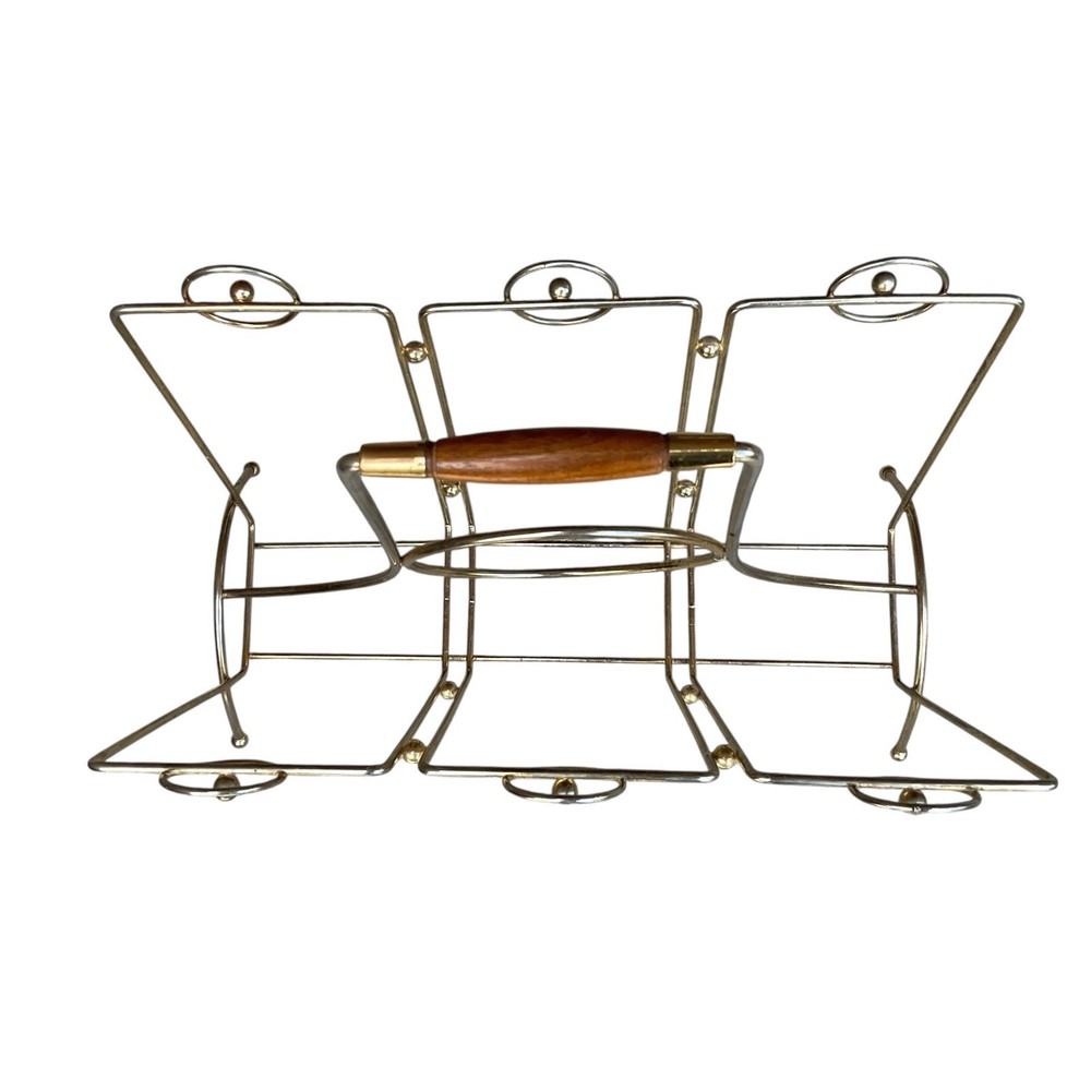 Mid Century Modern Wire and Teak Magazine Rack