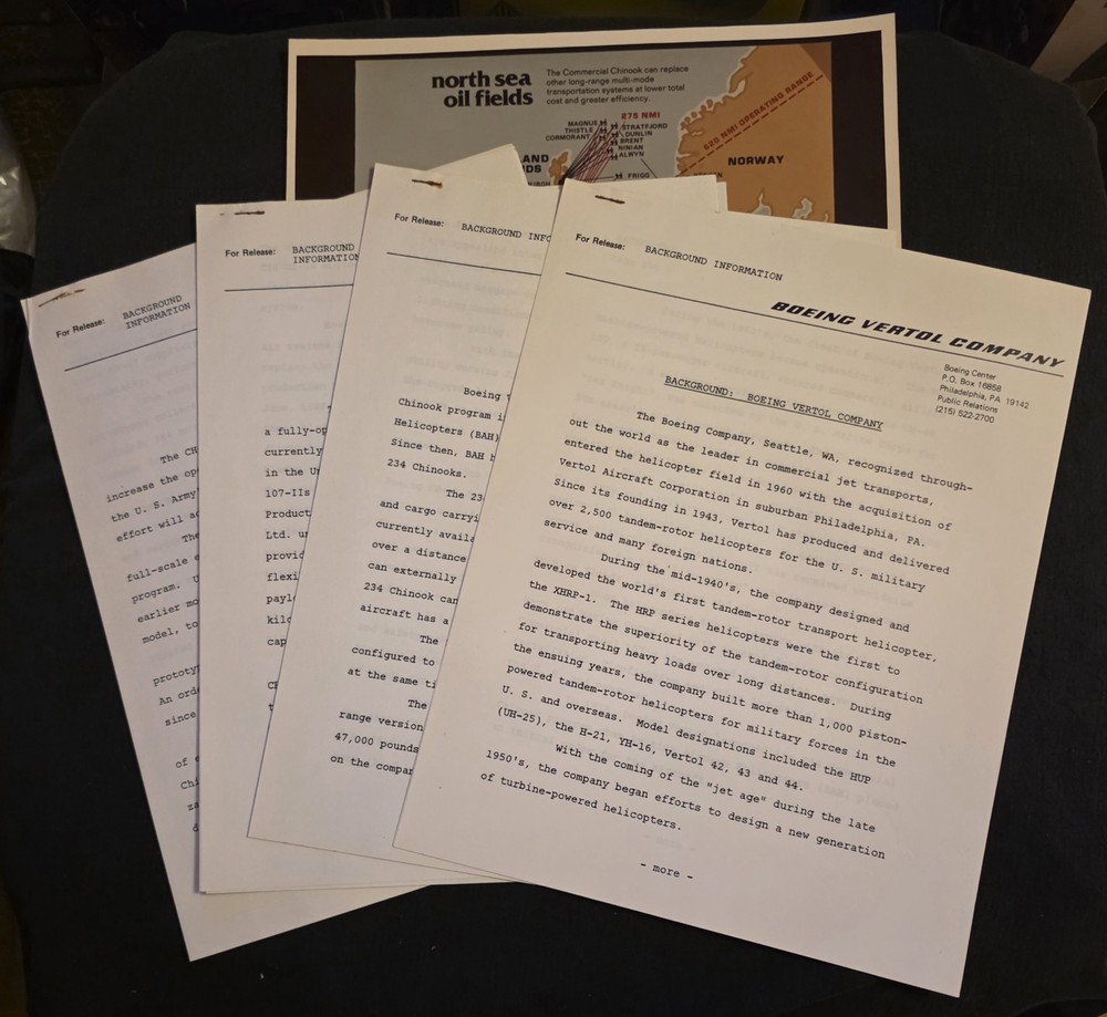 Boeing Vertol Helicopters Vintage Press Kit