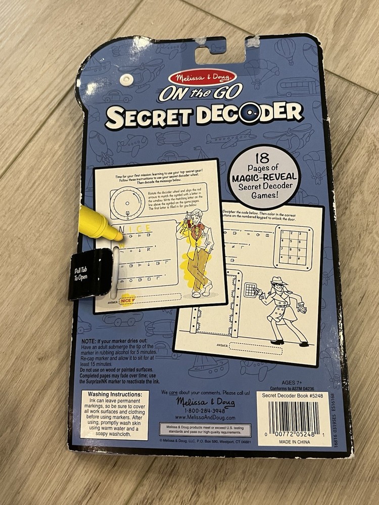 NEW Melissa & Doug Secret Decoder Game Book On the Go Travel Activity Book