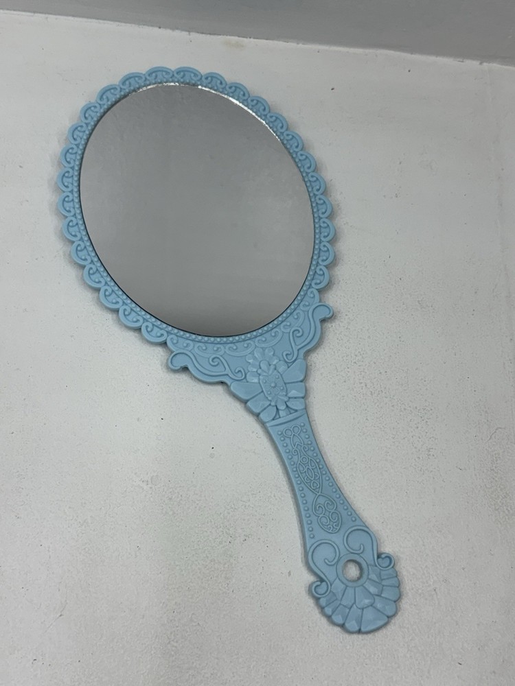 Fancy Floral Blue Handheld Mirror