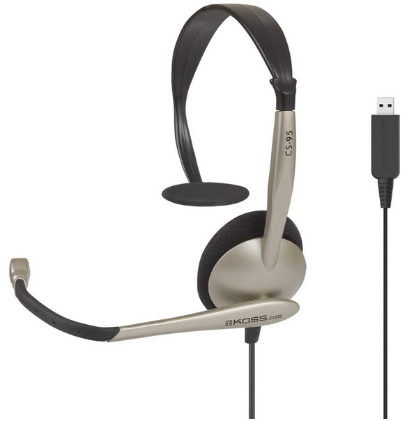 Koss CS95-USB Communications USB Headset with Microphone - Black/Silver