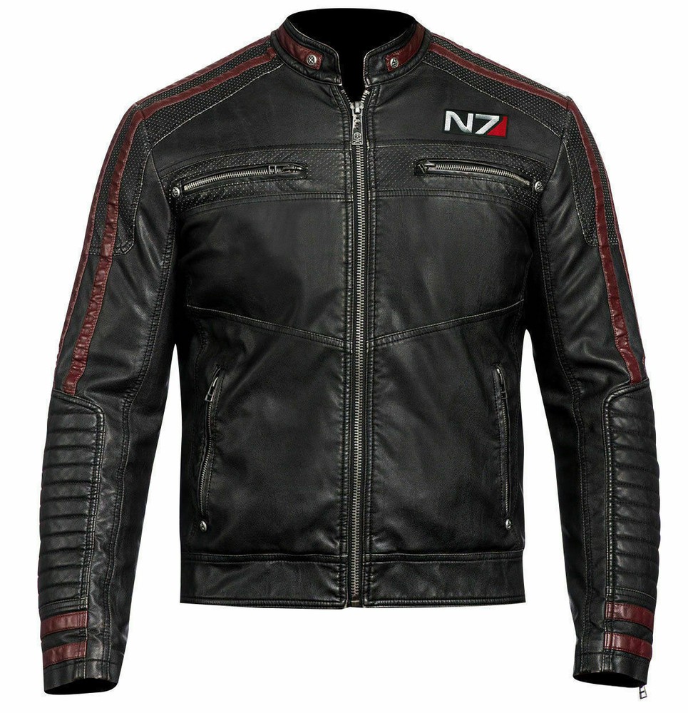 MASS EFFECT 3 - N7 COMMANDER SHEPARD STYLISH REAL LEATHER JACKET
