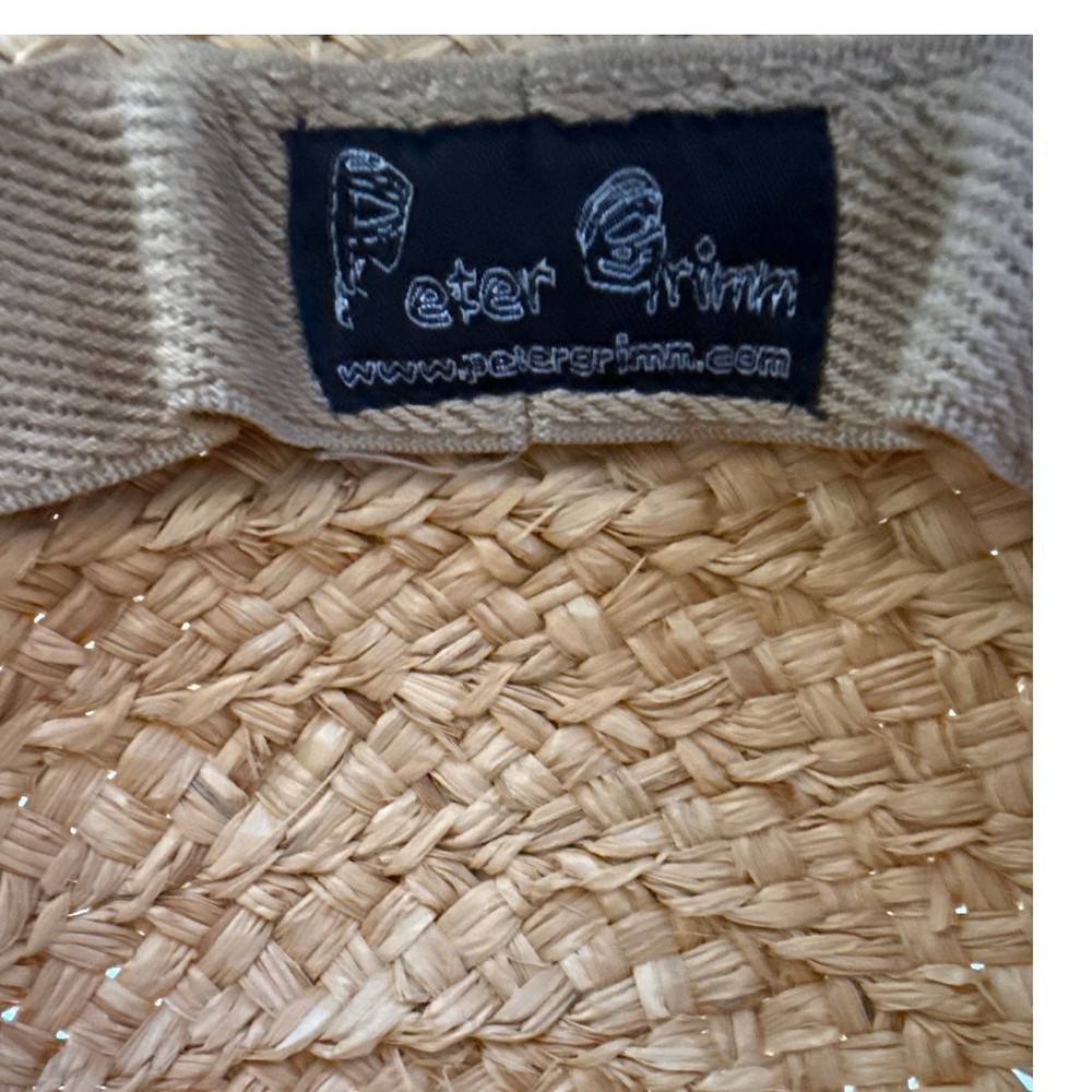 Peter Grimm Raffia Sun Hat with Black Ribbon Bow Size Medium