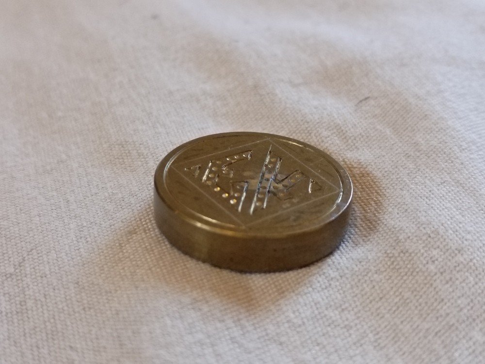 Antique Victorian Hand Held Brass Monogram Seal.