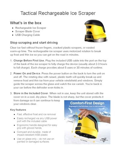 Electric Ice Scraper for Windshield - Cordless Motorized Snow Remover Tool, Rech