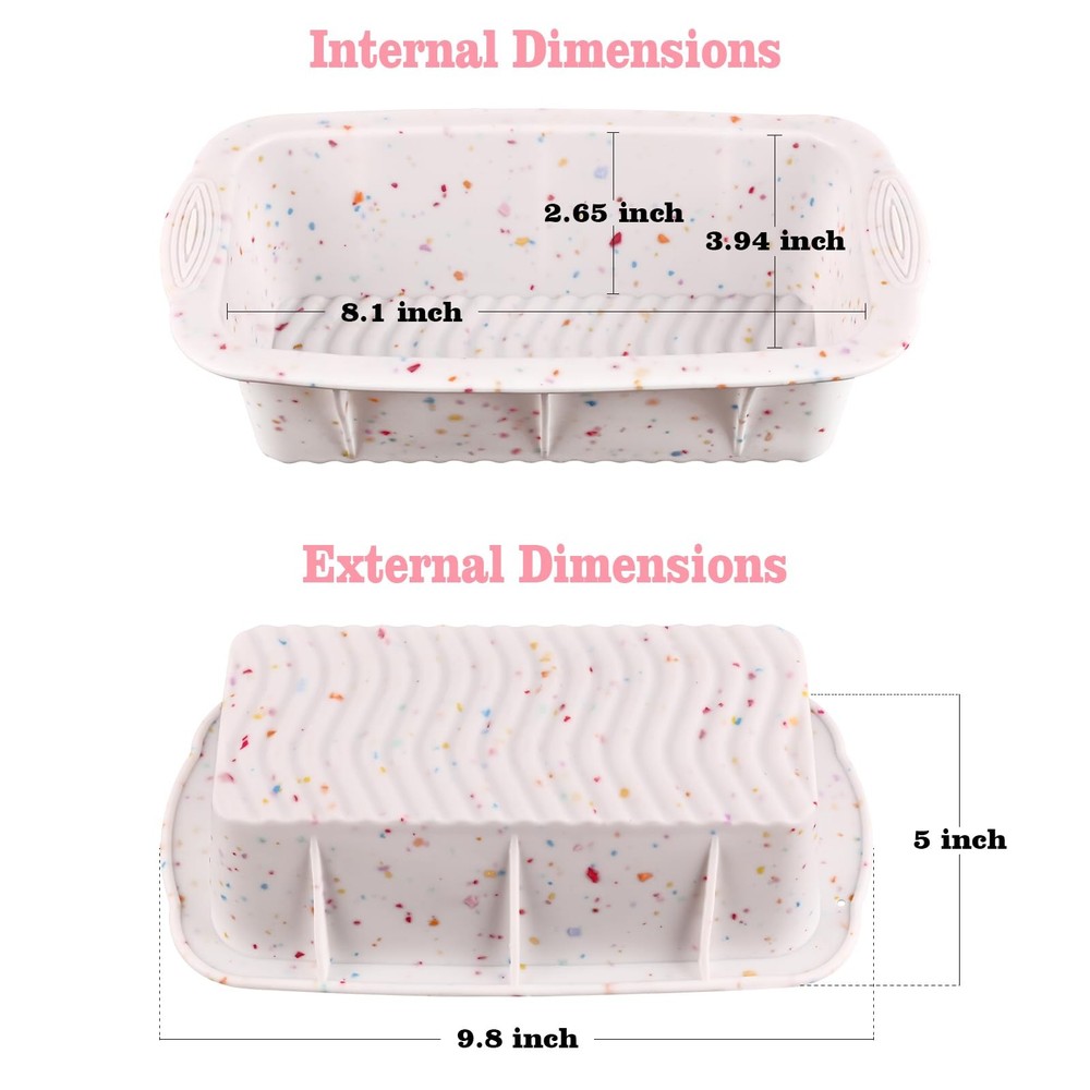 2 Pack Silicone Bread Loaf Molds, Nonstick Easy Release Rectangle Silicone Lo...