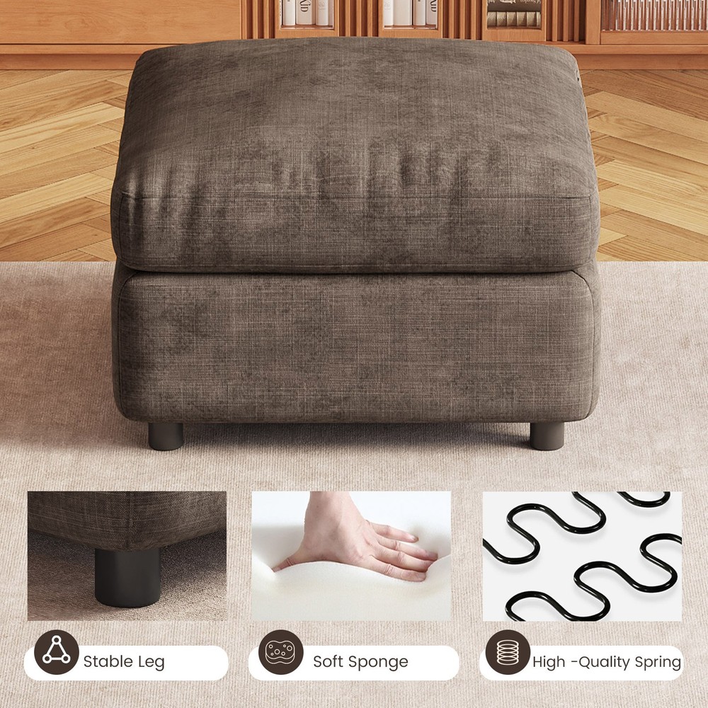 Modern Brown Ottoman for Sectional Sofa Comfy Upholstered Ottoman with Storage