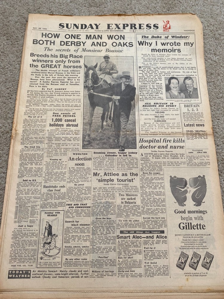 Sunday Express Newspaper 28th May 1950  ORIGINAL