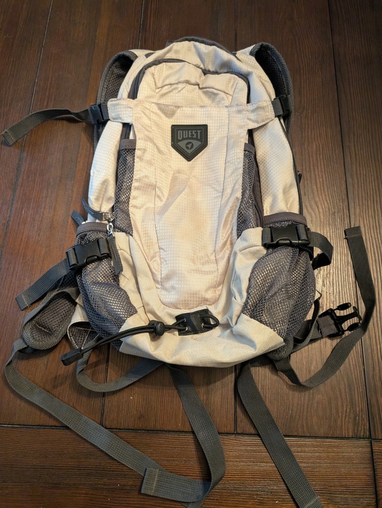 Quest Teal White Hydration Backpack Adjustable Straps NO Bladder READ