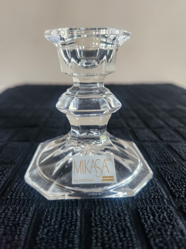 Single Light Candlestick Holder by Mikasa• Edinburgh Pattern • Blown Glass