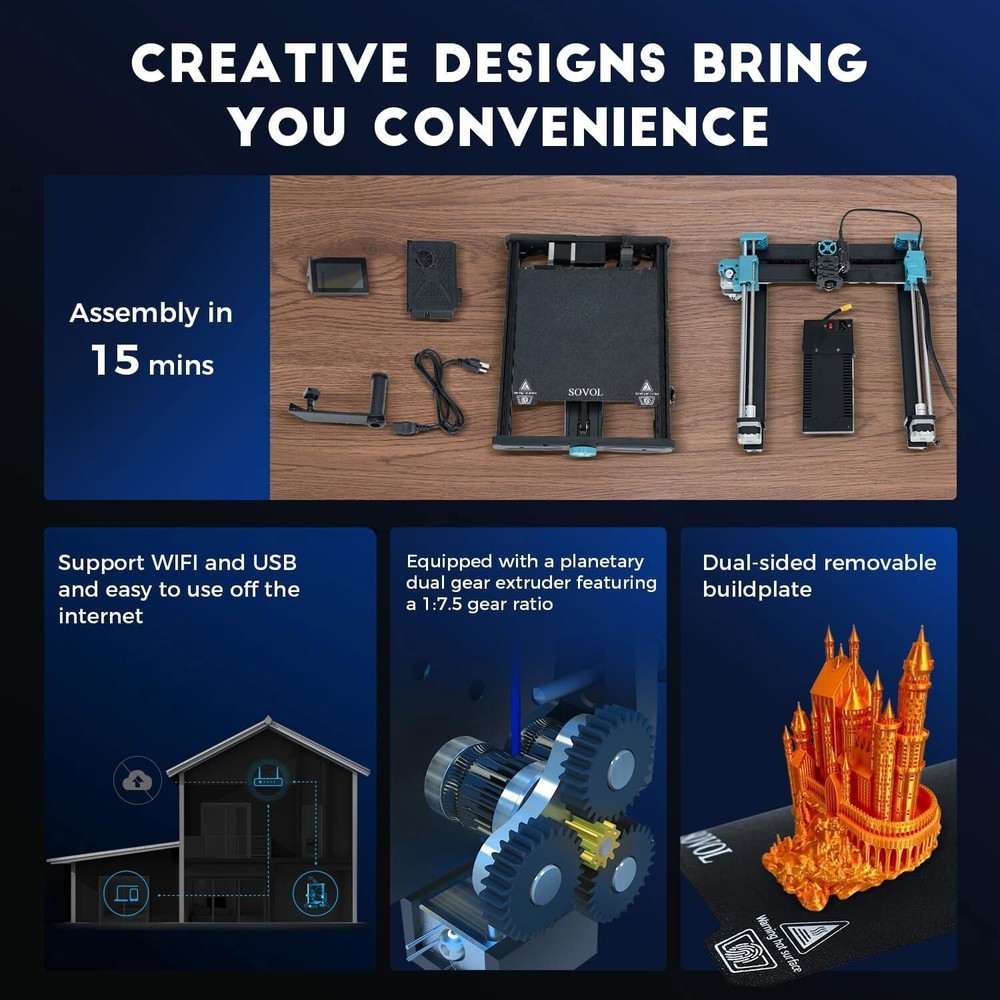 Sovol SV06 ACE 3D Printer Open Source 600mm/s Max High Speed Fully Auto Leveling