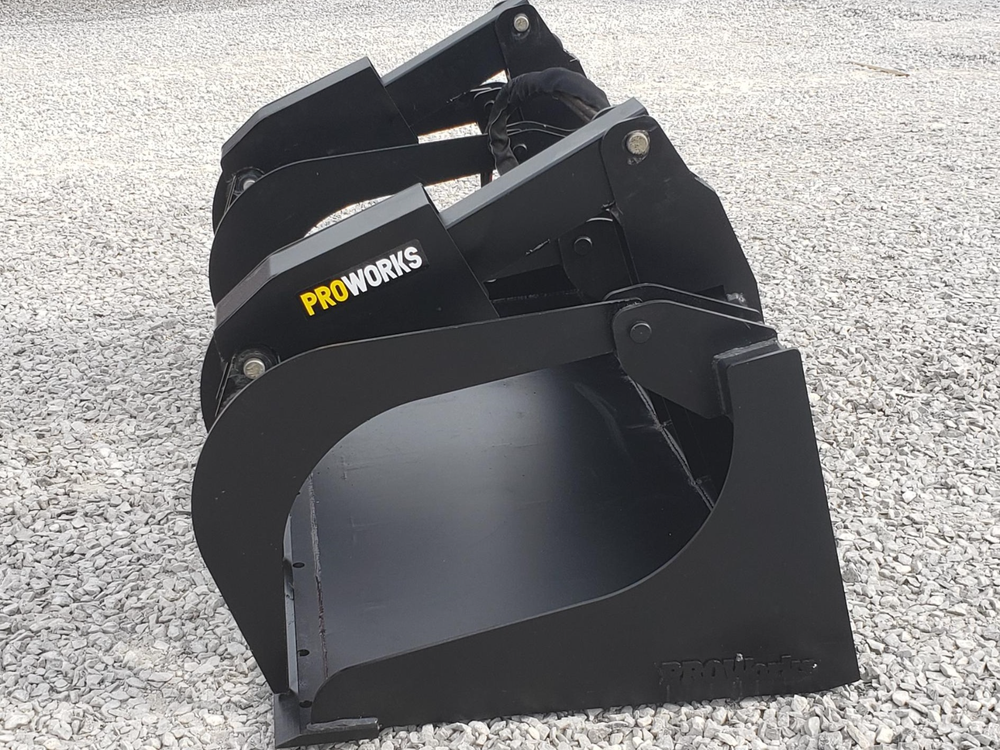 72″ Severe Duty Solid Bottom Bucket Grapple Fits Skid Steer Quick Attach Loader