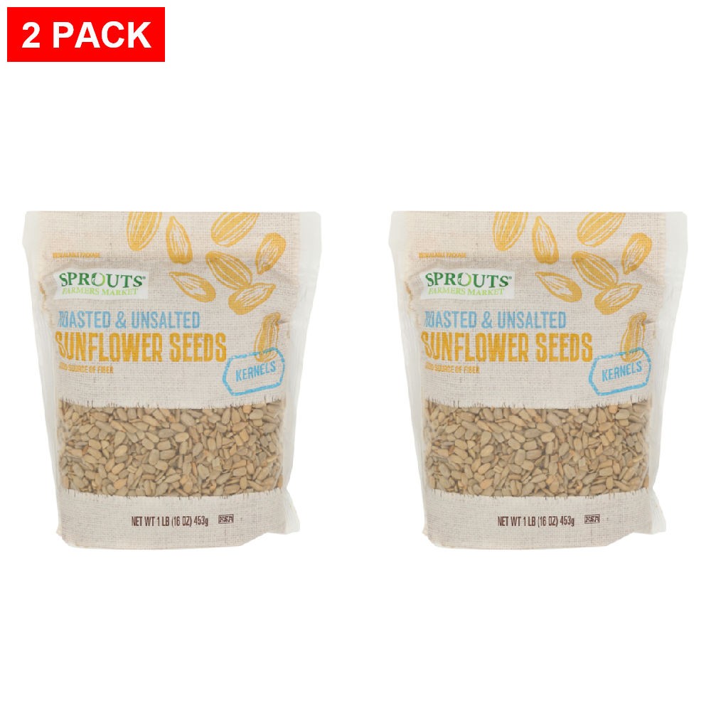 2 Pack - Sprouts Roasted Unsalted Sunflower Seed Kernels 16 oz