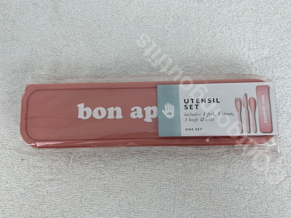 NEW Utensil Set One Set Includes: 1 Fork, 1 Spoon, 1 Knife & Case Pink