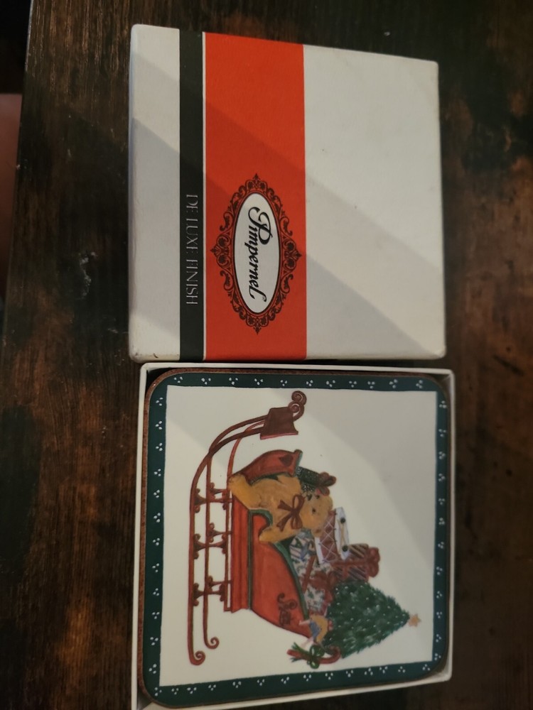 PIMPERNEL DE LUXE FINISH 6 ASSORTED TRADITIONAL CHRISTMAS DESIGN COASTERS